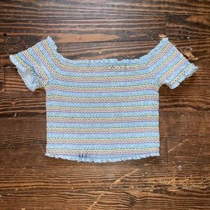 NEVER WORN Cropped blue/pink/yellow top